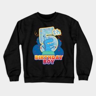 '5th Birthday Boy Dino' Cool Dinosaurs T Rex Gift Crewneck Sweatshirt